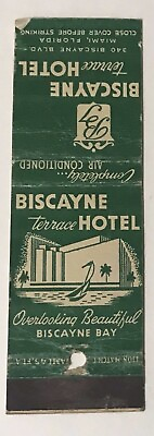 #ad Biscayne Terrace Hotel Biscayne Bay Miami Florida Vintage Matchbook Cover $3.04