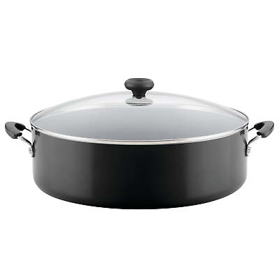 #ad Easy Clean 14 Inch Aluminum Nonstick Covered Family Pan Black Durable $25.98