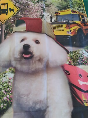 #ad Bichon Frise House Flag 1st Day Of School Fall or puppy Classes School Bus $23.80