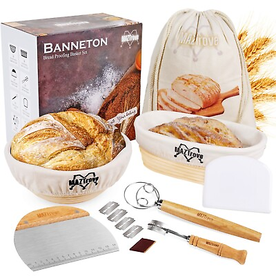 #ad Banneton Bread Proofing Basket Set of 2 Sourdough Baskets 10quot; Oval and 9quot; Round $39.99