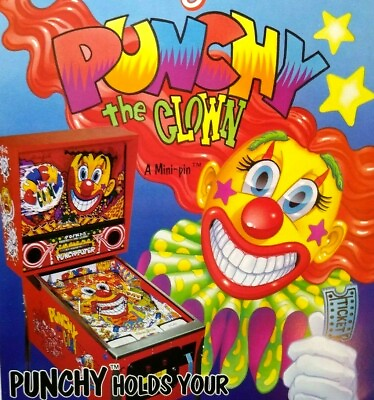 #ad Punchy The Clown Pinball FLYER NOS 1993 Vintage Promo Art Original $13.60