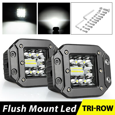 #ad 2x 60W Flush Mount LED Pods Flood Spot Work Light Bar Offroad Backup Pickup 4WD $22.09