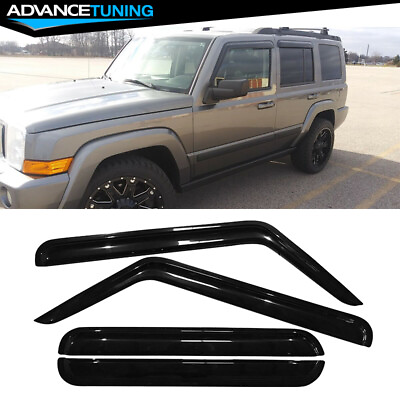 #ad Fits 06 10 Jeep Commander Acrylic Tape On Window Visors Rain Guard Deflector 4PC $28.99