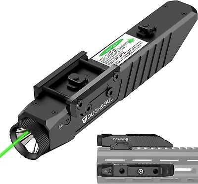 #ad TOUGHSOUL 1450lm Flashlight amp; Green Laser Sight with M Lok amp; Picatinny Dual Rail $53.99