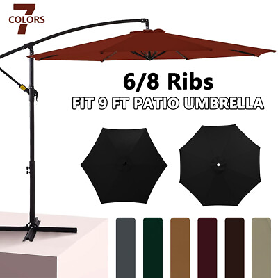 #ad 9ft Patio Umbrella Canopy Top Cover Replacement Fits 6 8 Ribs Canopy Only $24.99