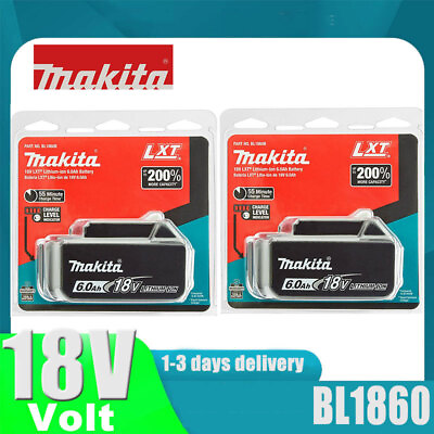 #ad 2 Pack Makita 18 Volt Li ION 6.0Ah LXT Battery BL1860B Tool Power Battery US $89.99
