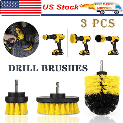 #ad #ad 3Pcs Car Wheel Tire Scrub Cleaning Brush Kit Auto Washing Cleaner Tool for Drill $8.00