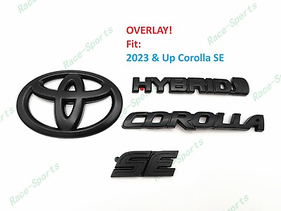 #ad OVERLAY Matte Black Rear Toyota Logo Corolla Hybrid SE Emblem Fit 2023 Corolla $84.80