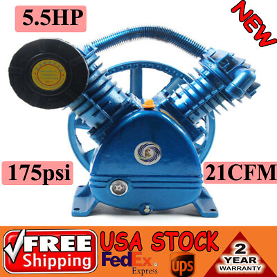 #ad #ad 5HP 175 PSI Air Compressor Pump Motor Head Double Stage V Style 2 Cylinder new $209.25