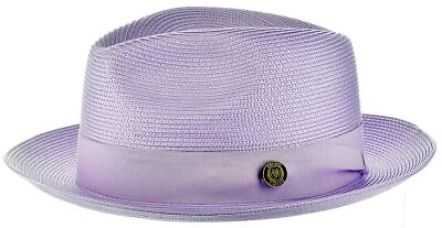 #ad NEW Mens Bruno Capelo Dress 100% Natural Straw Hat Fedora Lavender Francesco USA $79.99