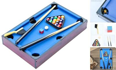 #ad Mini Table Top Pool Billiards Table with 15 Colored Balls 1 Cue Ball 1 blue $63.75