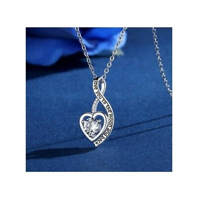 #ad Sterling Silver I Love You To The Moon And Back CZ Heart Pendant Necklace 18quot; $9.99
