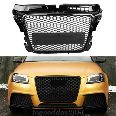 #ad For 2008 2012 Audi A3 S3 8P RS3 Style Front Sport Hex Mesh Honeycomb Grille $238.90