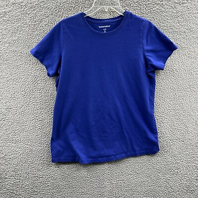 #ad Woman Within Womens Top 14 16 Blue 100% Cotton Pullover Short Sleeve Shirt $14.99