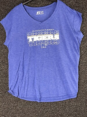 #ad Russel University Memphis T Shirt Ladies 2x V Neck Xxlarge Tigers $13.20