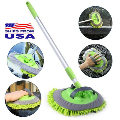 #ad Adjustable Telescopic Car Wash Brush Kit Mop Long Handle Vehicle Cleaning Tools $13.77