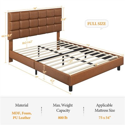 #ad Upholstered Platform Bed Frame with Adjustable Headboard Wood Slats Support $129.99