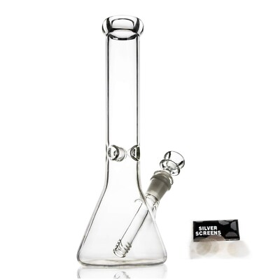 #ad 10quot; Glass Heavy Bongs Bong Hookah Water Pipe Heavy Beaker 14mm Bowl $18.99