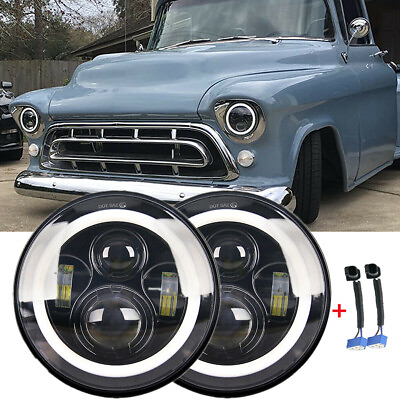 #ad For Chevy Truck Camaro C10 7quot; inch Round LED Headlight Hi Lo Beam Projector Pair $69.99