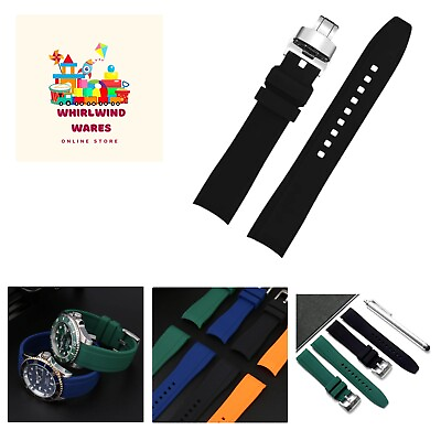 #ad Dexter Top Grade Silicone Curved Lug End Watch Strap Watch Bands For Men amp; W... $34.99