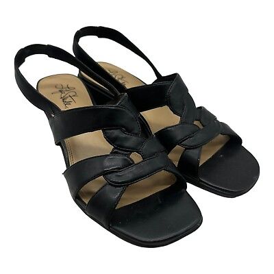 #ad Women#x27;s Life Stride Sandals Murano Black Athens Slingback Wedge Size 8.5 M $15.99