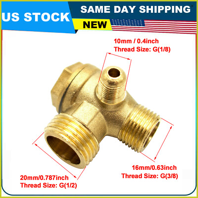 #ad 20*16*10mm 3 Port Brass Air Compressor Check Valve Male Thread Size: 1 2quot; 3 8quot; $9.99