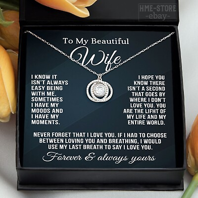 #ad Necklace Gifts for Wife from Husband Valentine Double Circle 925 Sterling Silver $49.95