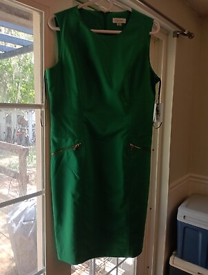 #ad New Women#x27;s Calvin Klein Green Dress Size 12 Large Cotton $25.00