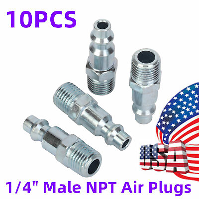 #ad 10PCS 1 4#x27;#x27; NPT Male Plug Air Quick Pneumatic Connector Fittings Compressor Kit $9.89