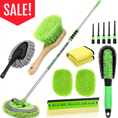 #ad 62#x27;#x27; Car Wash Brush with Long Handle Microfiber Car Wash Mop Mitt Kit $48.50