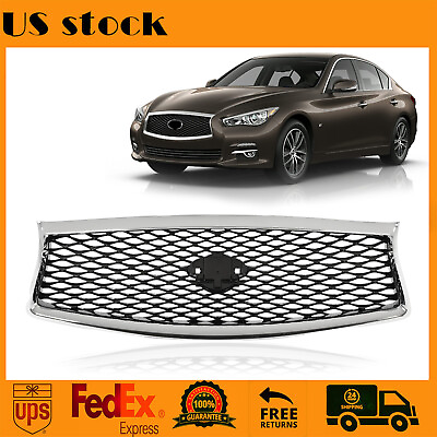 #ad Chrome Upper Grille Fit For Infiniti Q50 2014 2017 JDM Style Front Bumper Grill $39.59