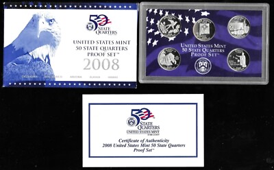 #ad 5 US Coins United States Mint 2008 50 State Quarter Proof Set Original Packaging $11.99