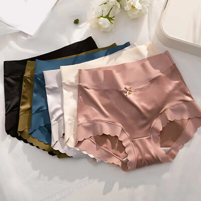 #ad Womens Sexy Ice Silk Mid waist Ladies Underwear Seamless Panties Briefs Knickers $4.31