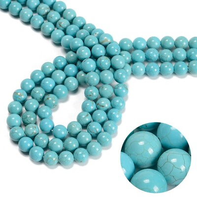 #ad 100Strand 15quot; Wholesale Natural Turquoise Stone Round Spacer Loose Beads 8MM DIY $313.49