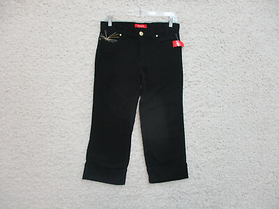 #ad NEW Zoey Beth Jeans 8 Womens Regular Size Black Denim Capri Cuffed Stretch Dark $10.20