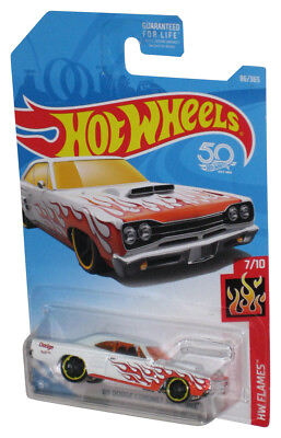 #ad Hot Wheels HW Flames 7 10 2017 White #x27;69 Dodge Coronet Superbee Toy Car 86 365 $9.98