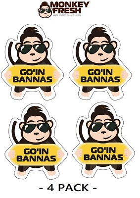 #ad 4 pc 4x Monkey Fresh Hanging Car Air Freshener Banana Bananas Scent $7.99