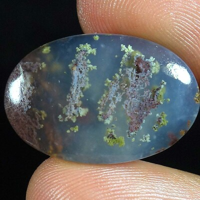 #ad 100% Natural Indonesian Moss Agate Oval Cabochon Gemstone 22.75Cts. 16x 25x 06mm $9.99