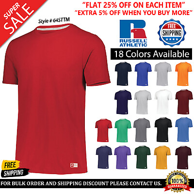 #ad Russell Athletic Men#x27;s Dri Power Essential Blend Tee Sports T Shirt S 4XL 64STTM $11.62