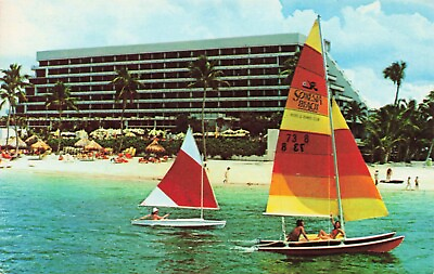 #ad Postcard Sonesta Beach Hotel amp; Tennis Club Sail Boats Key Biscayne Beack Hotel $5.92
