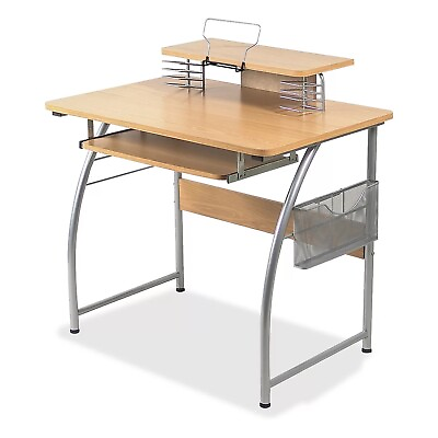 #ad Lorell Laminate Computer Desk with Upper Shelf Maple $97.20