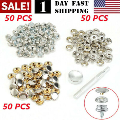 #ad 150PCS Stainless Steel Boat Marine Canvas Fabric Snap Cover Button amp; Socket Kit $13.49