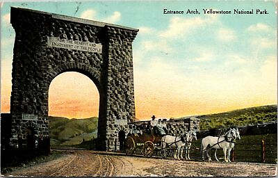 #ad VINTAGE POSTCARD ENTRANCE ARCH INTO YELLOWSTONE NAT#x27;L PARK MAILED 1913 FROM PARK $72.99