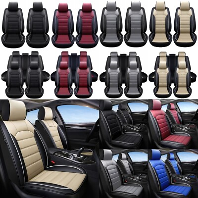 #ad For Hyundai Elantra Sonata Car Seat Covers Leather Front Rear Protectors Cushion $84.90