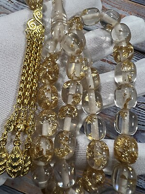 #ad Prayer Beads Synthetic Acrylic Cast Rosary With Gold Leafs سبحة جام طيارة كاست $39.99