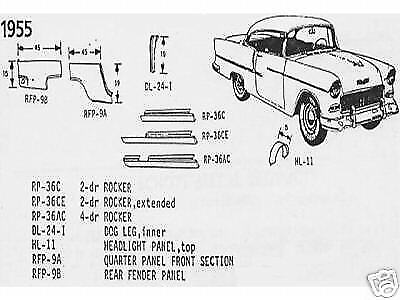 #ad Chevrolet Chevy Pontiac 2 Door Extended Rocker Panel Left 1955 Schott $90.00