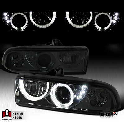 #ad Fit 1998 2004 Chevy S10 Pickup Blazer Smoke LED Halo Projector Headlights Lamps $105.99