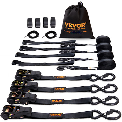 #ad VEVOR 4 Pack 1quot;x15#x27; Ratchet Tie Down Straps 2200lbs Heavy Duty for Cargo $26.99