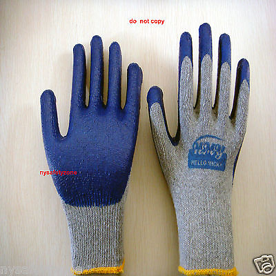 #ad 240 Pairs Premium BLUE Latex Rubber Coated Palm Work Gloves $168.00