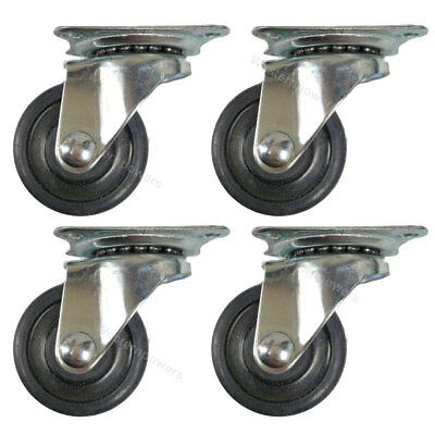 #ad #ad 4 Pack 3 inch Swivel Caster Rubber Wheels Top Plate Bearing Heavy Duty $19.95